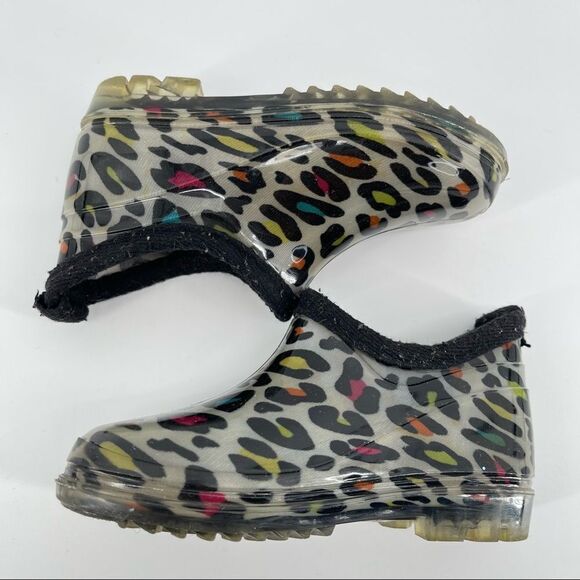 Capelli New York Kids Girl’s Multicolor Leopard Print Rubber Ankle Rain Boots 9 - Picture 9 of 15